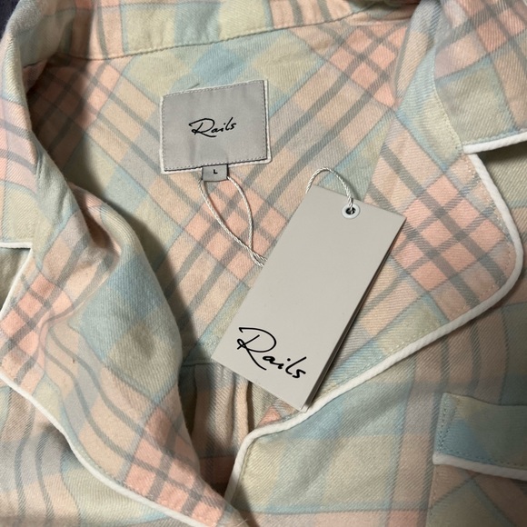 Rails Plaid Pastel Pajama Top NWT Kellen Candy Peach Size Large - Picture 5 of 6